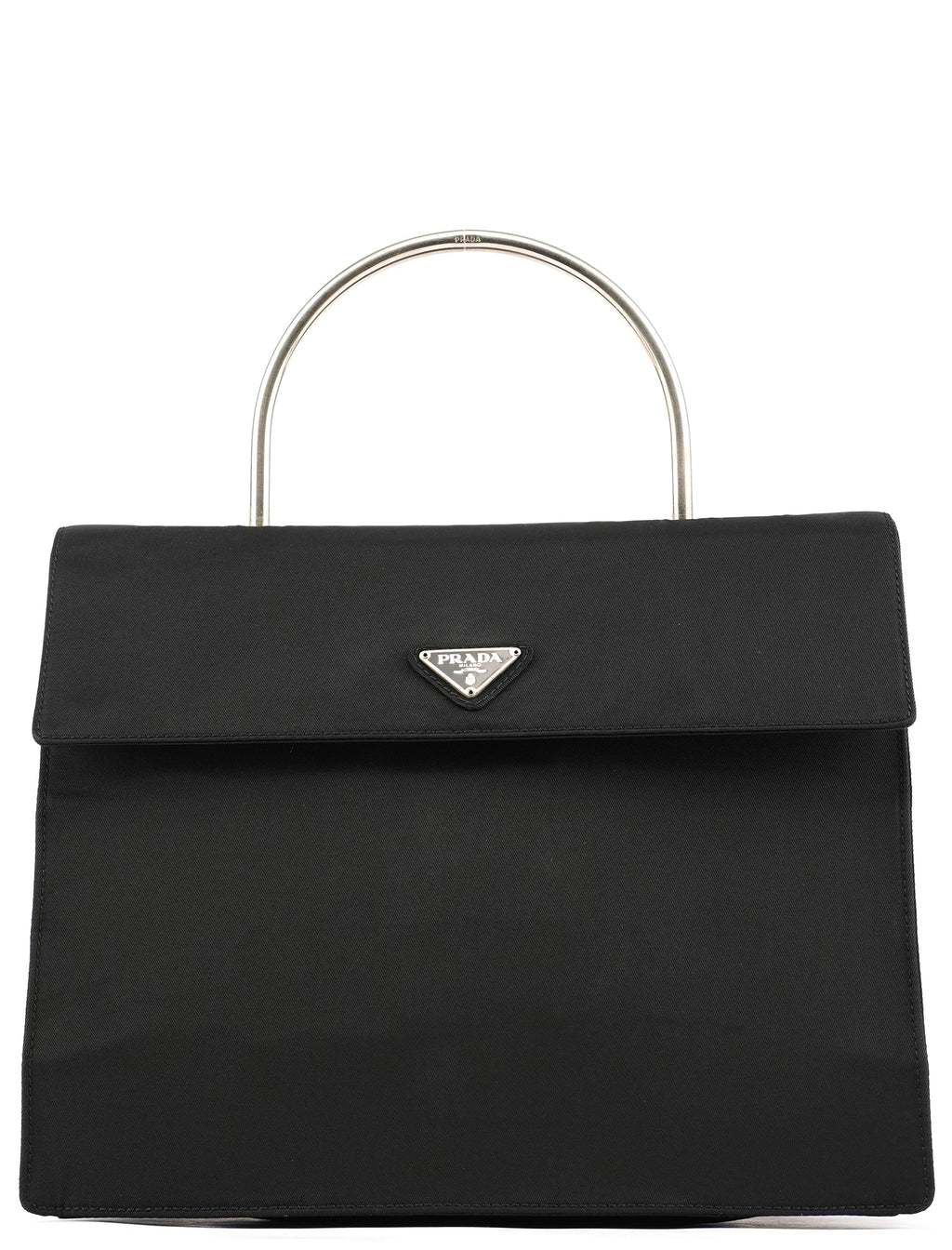 Black Tessuto Metal Nylon Top Handle Bag