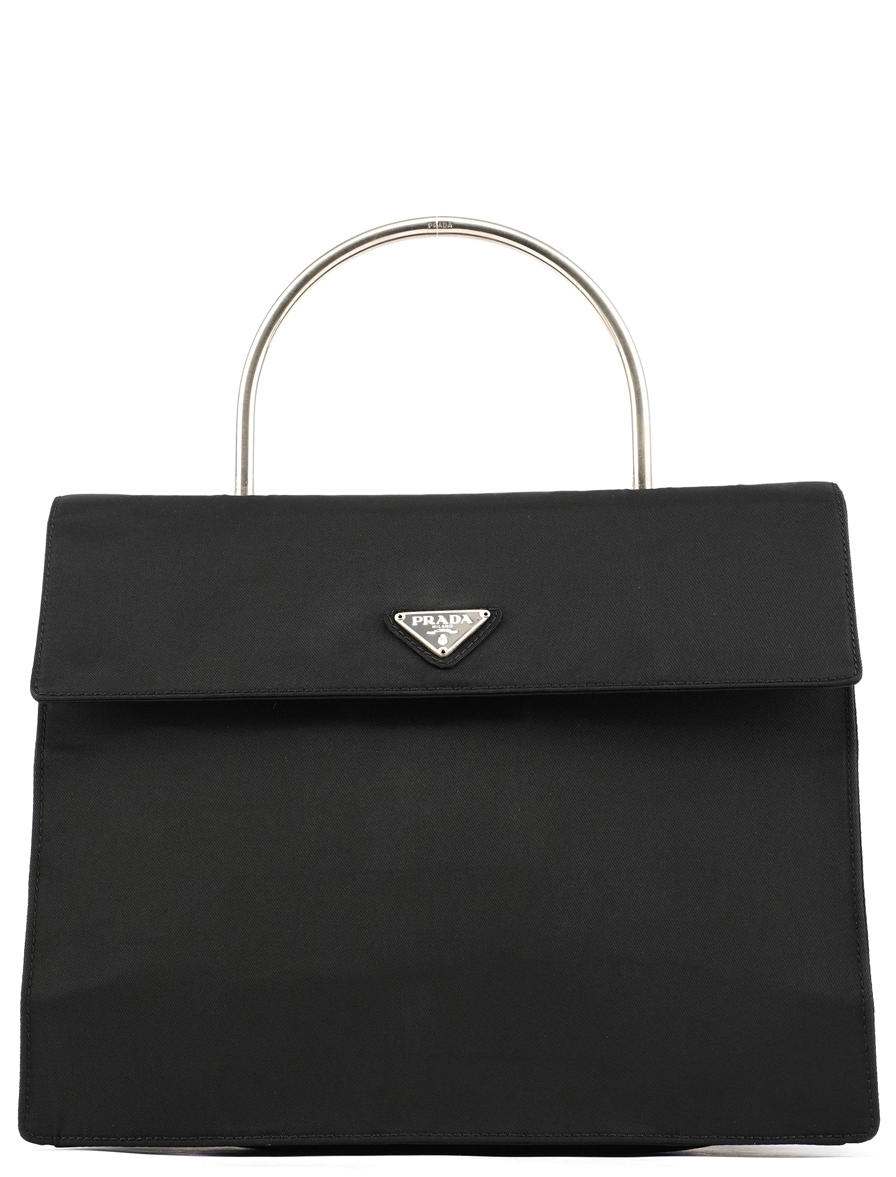 Black Tessuto Metal Nylon Top Handle Bag