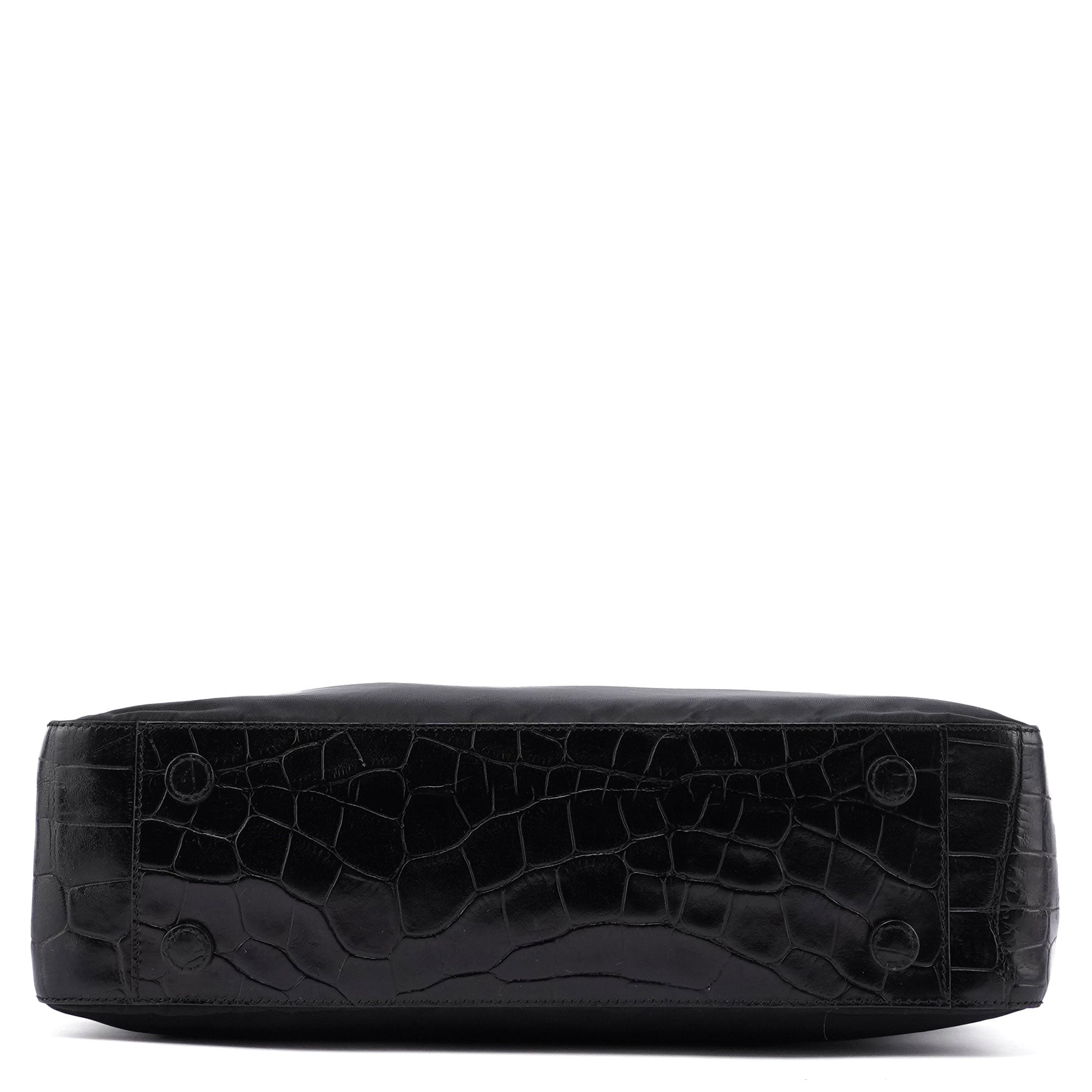 B8434 Black Tessuto Metallo Croc Shoulder Bag