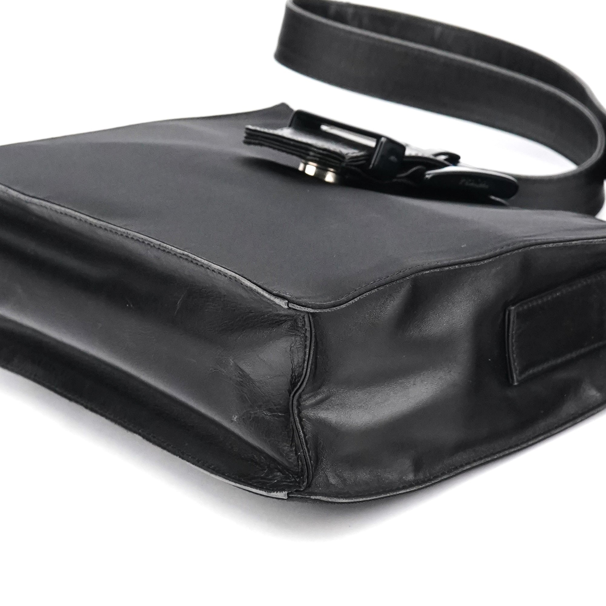 Black Tessuto Nappa Buckle Shoulder Bag