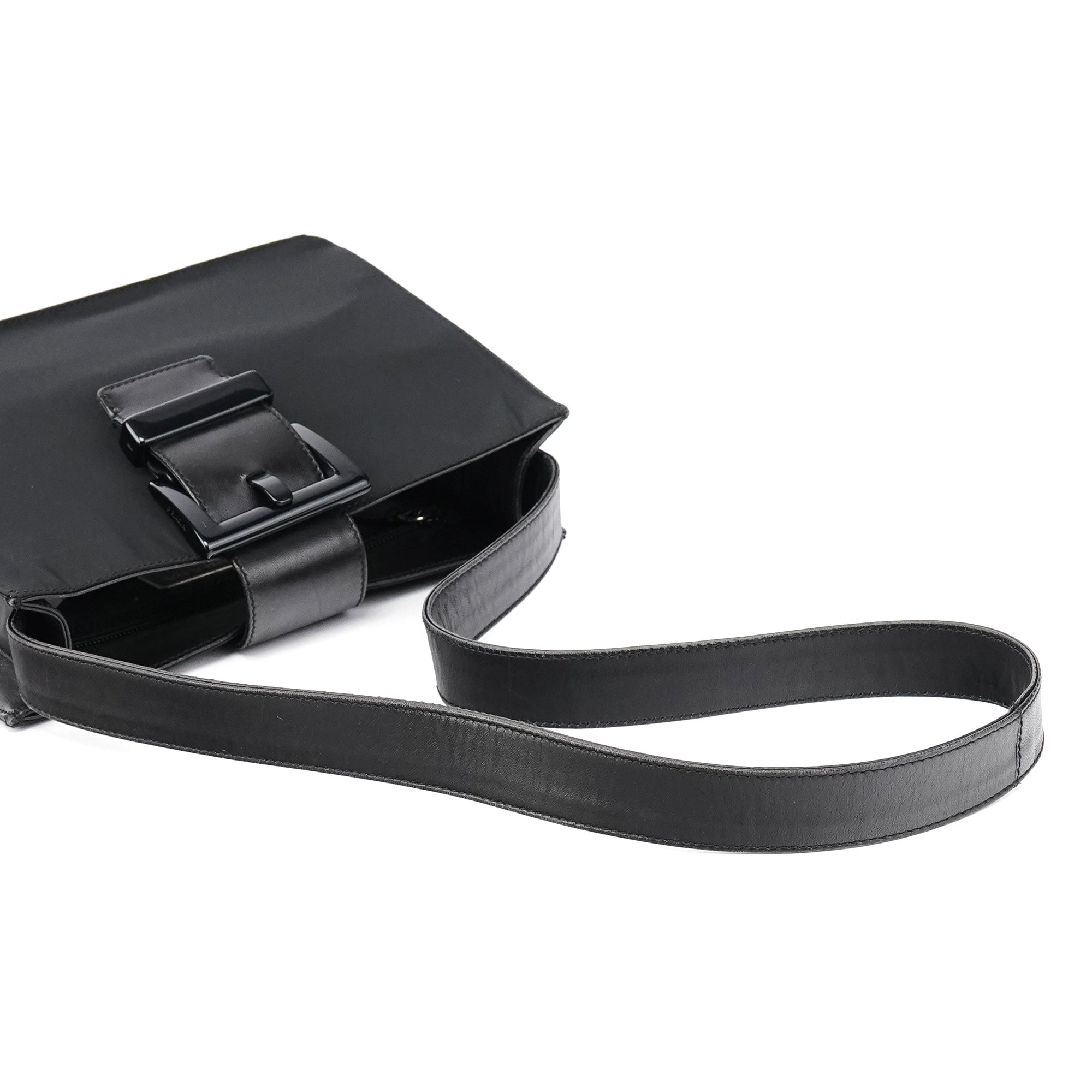 Black Tessuto Nappa Buckle Shoulder Bag
