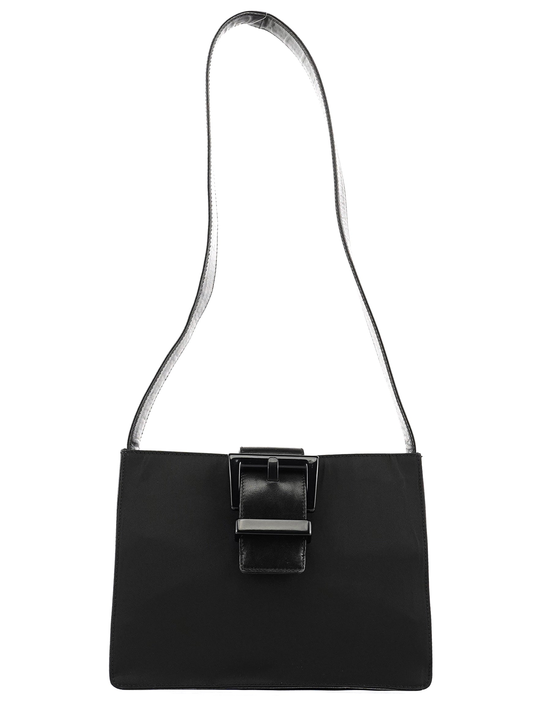 Black Tessuto Nappa Buckle Shoulder Bag