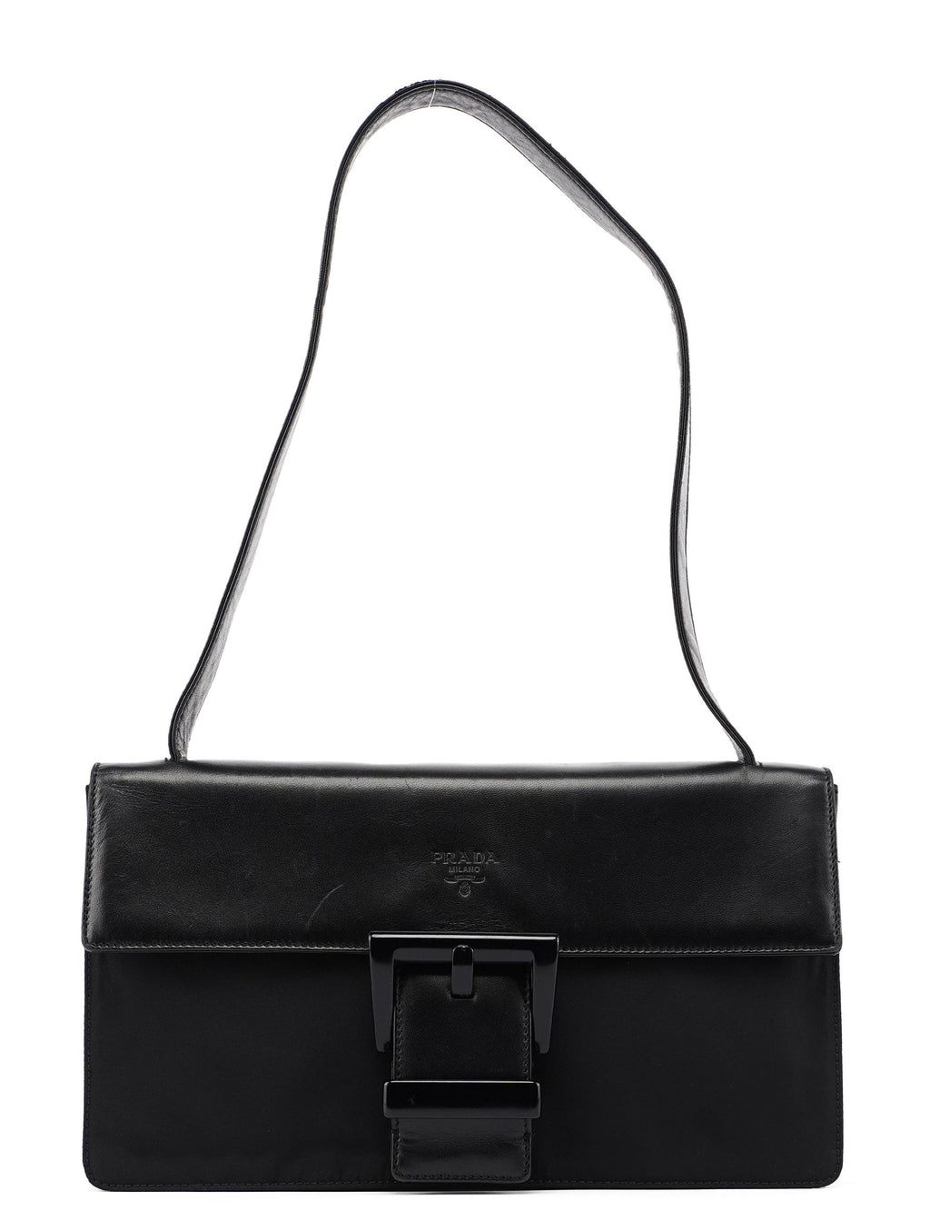 Black Tessuto Nappa Buckle Shoulder Bag