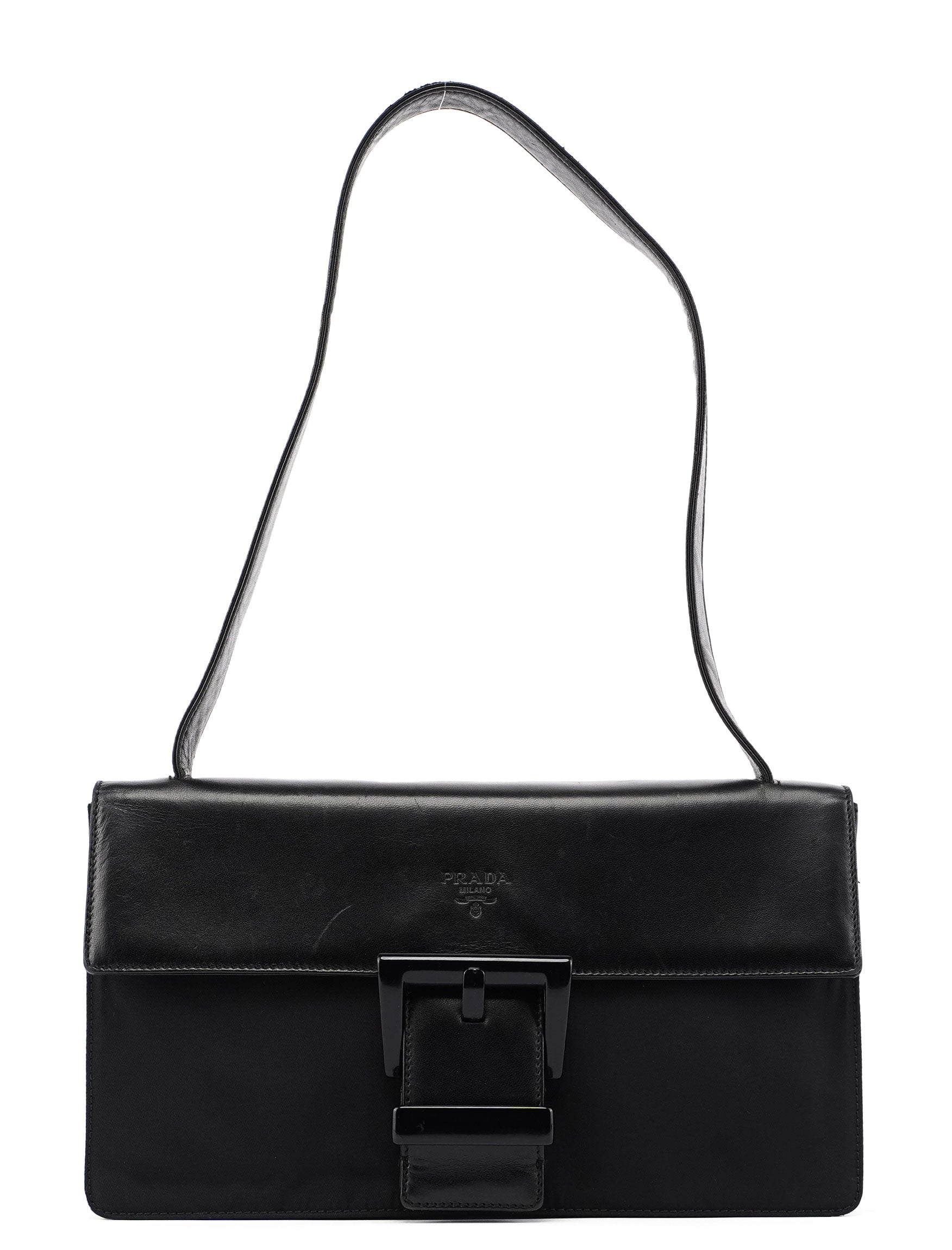 Black Tessuto Nappa Buckle Shoulder Bag