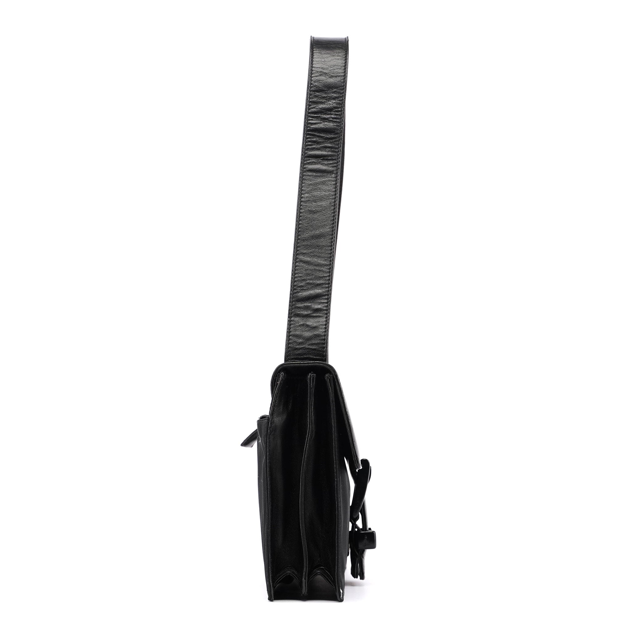 Black Tessuto Nappa Buckle Shoulder Bag