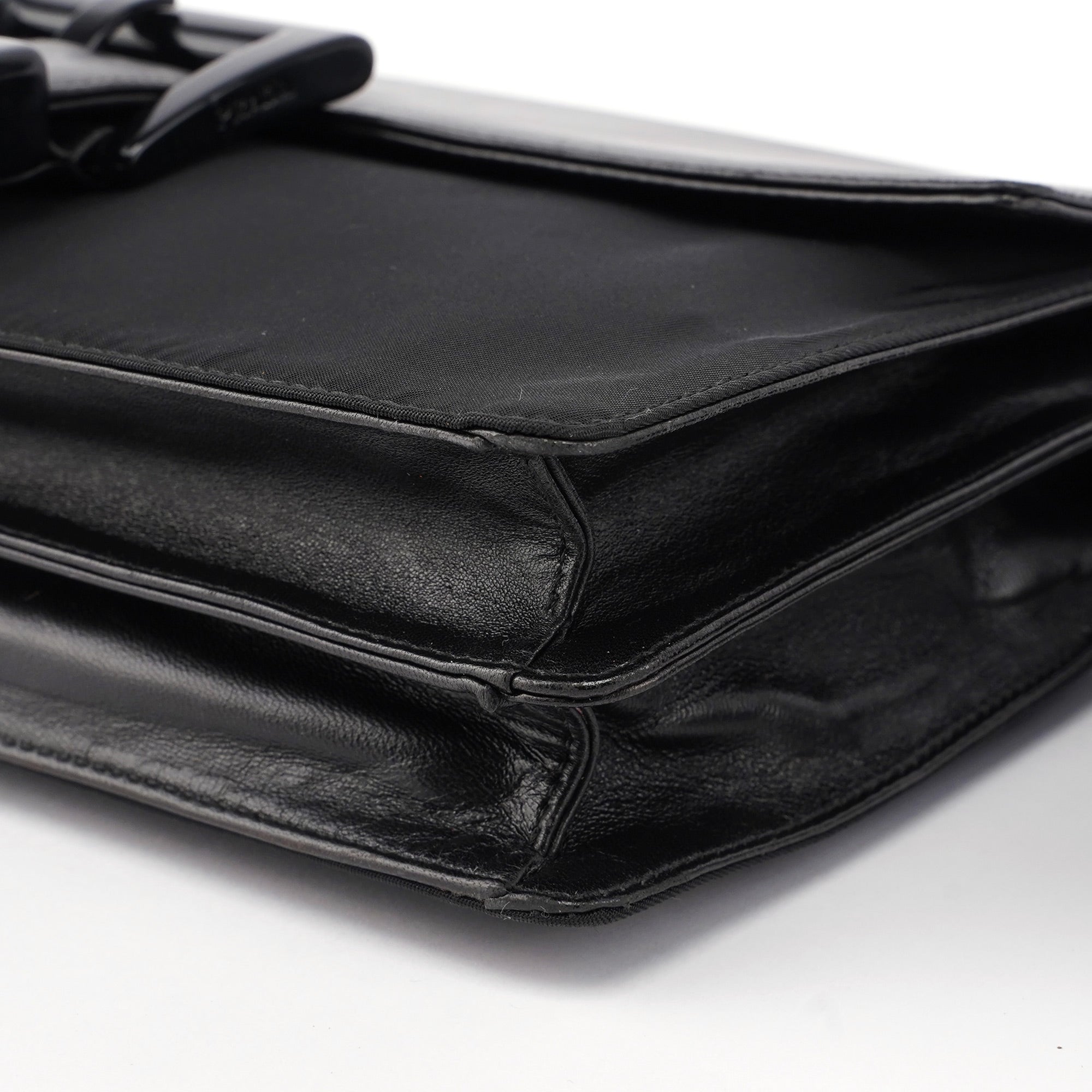 Black Tessuto Nappa Buckle Shoulder Bag