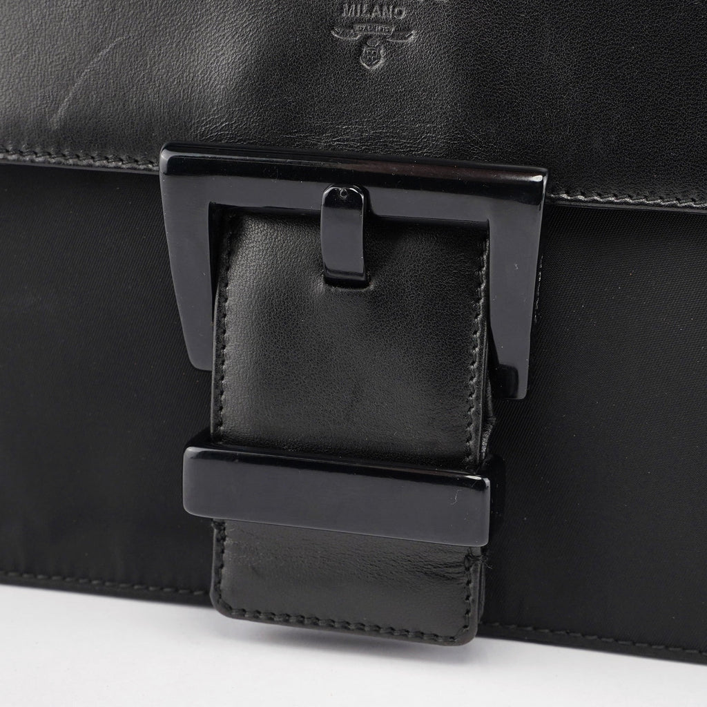 Black Tessuto Nappa Buckle Shoulder Bag