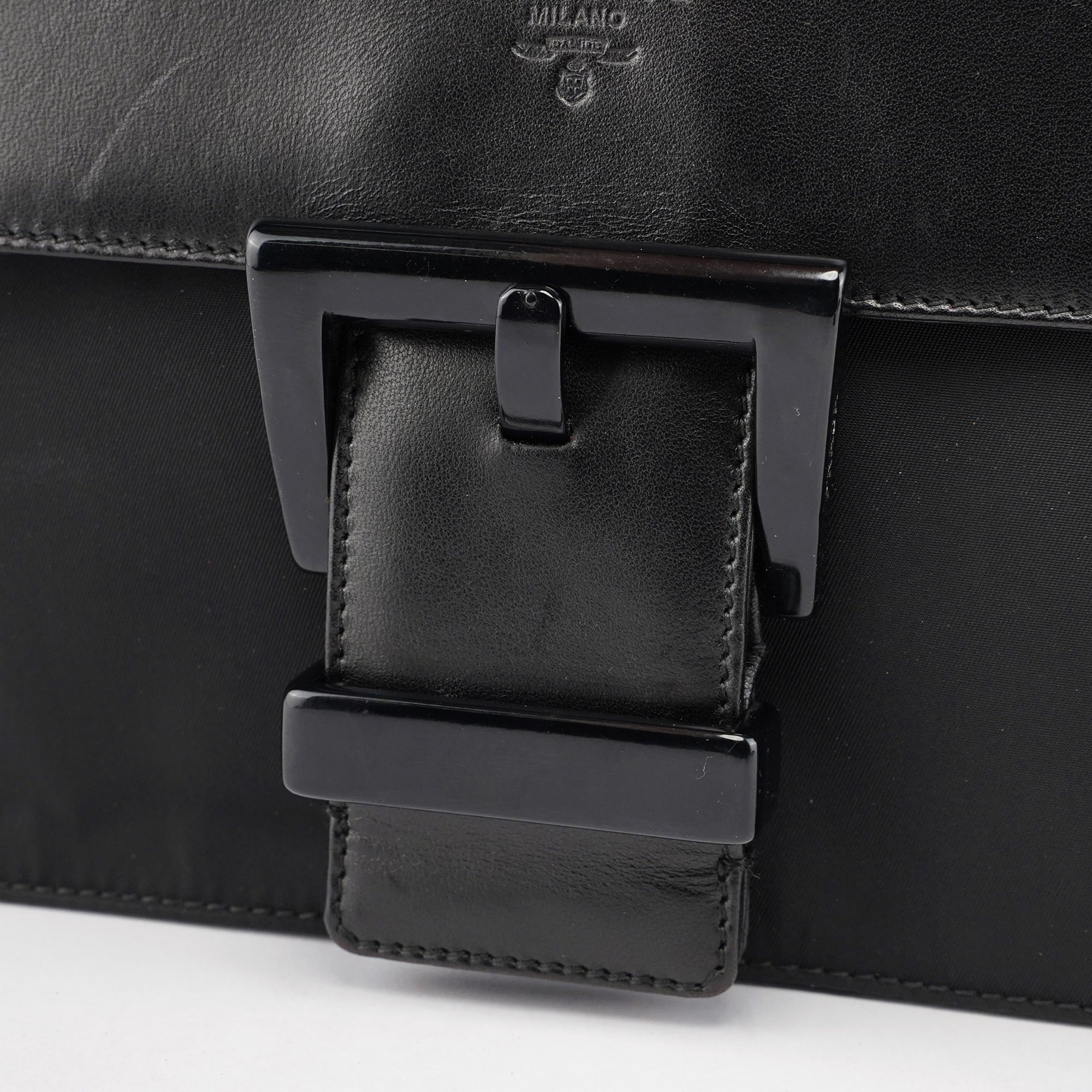 Black Tessuto Nappa Buckle Shoulder Bag