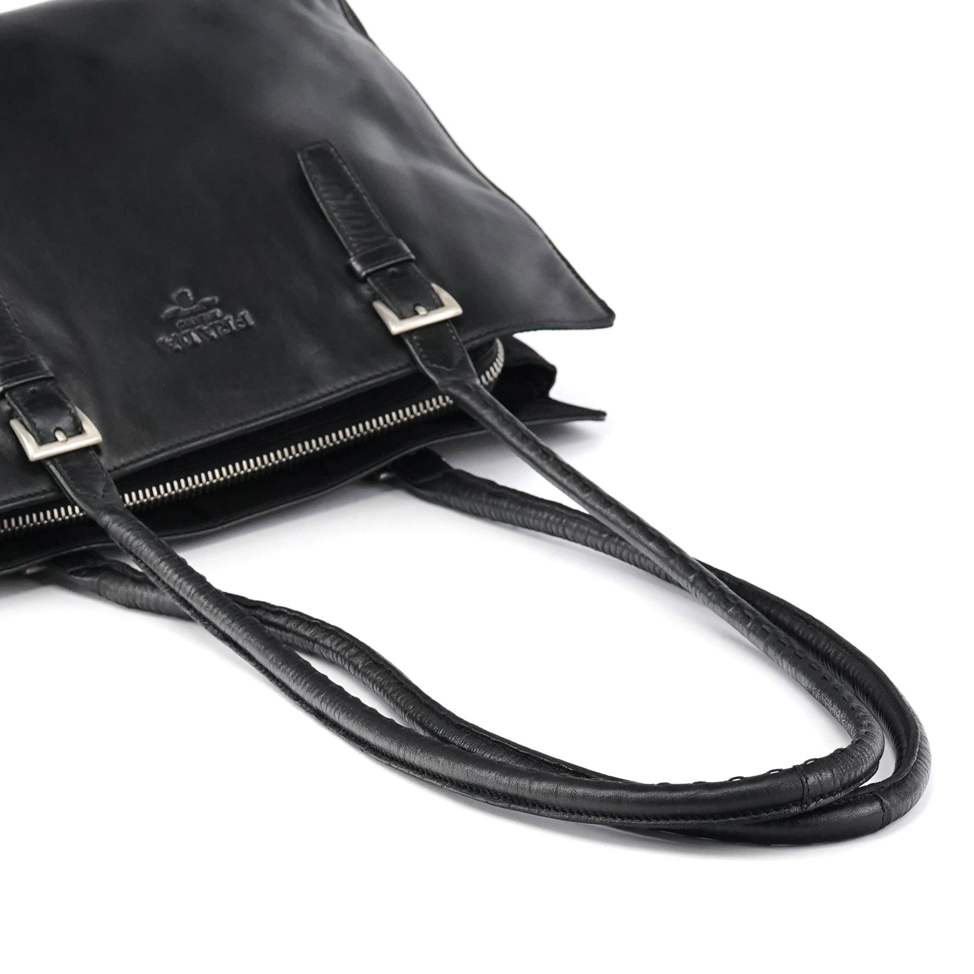 Black Tessuto Nappa Leather Tote Bag