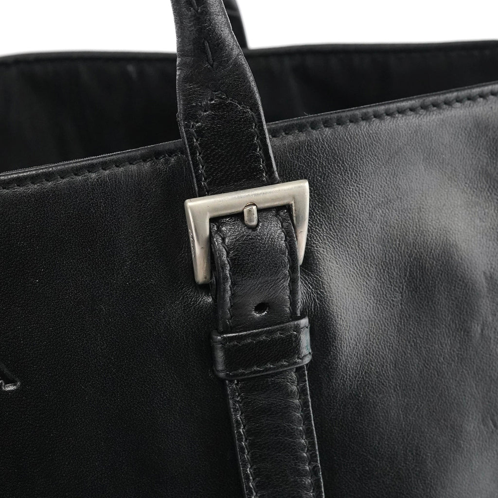 Black Tessuto Nappa Leather Tote Bag