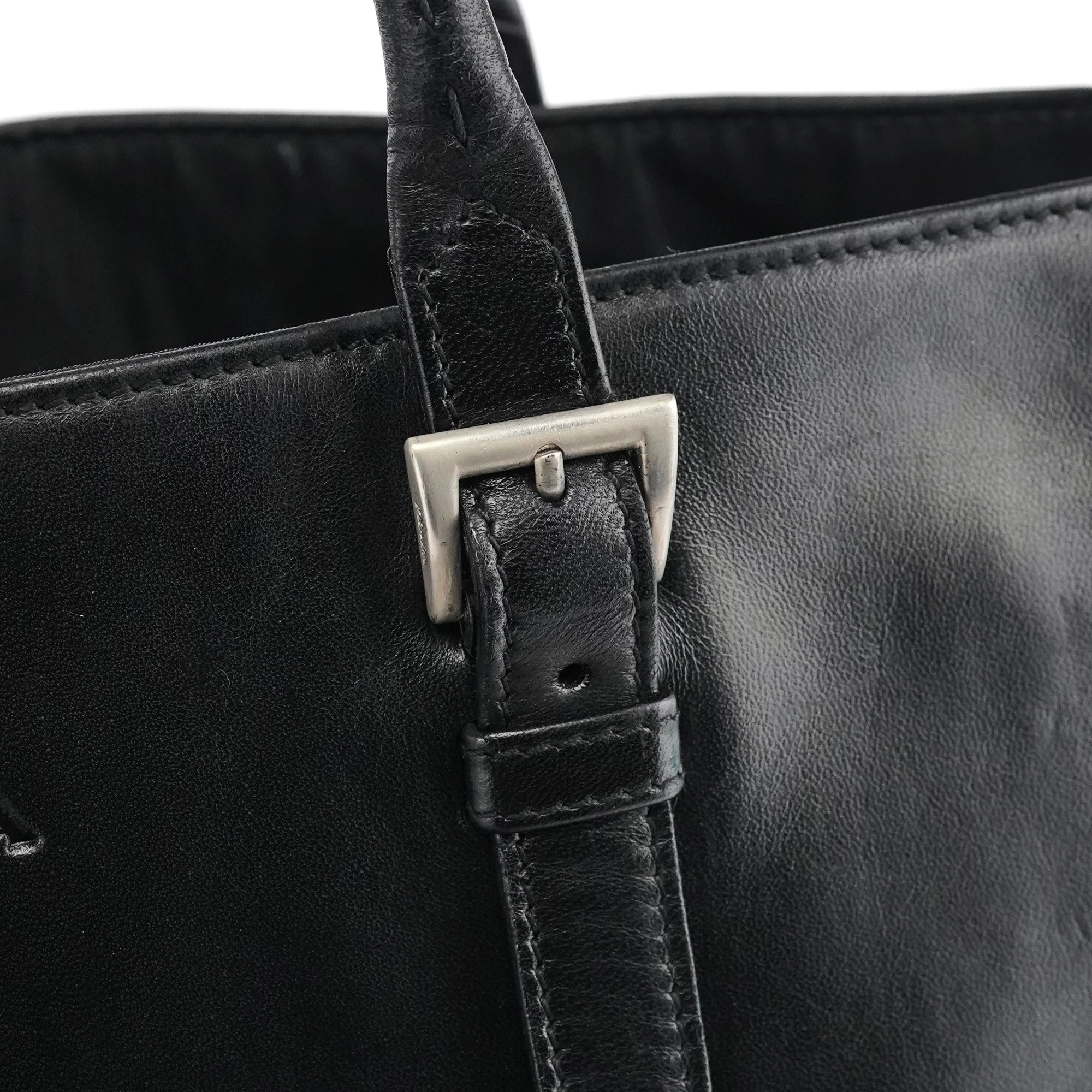 Black Tessuto Nappa Leather Tote Bag