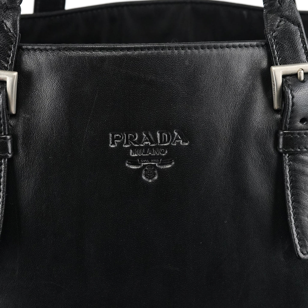 Black Tessuto Nappa Leather Tote Bag