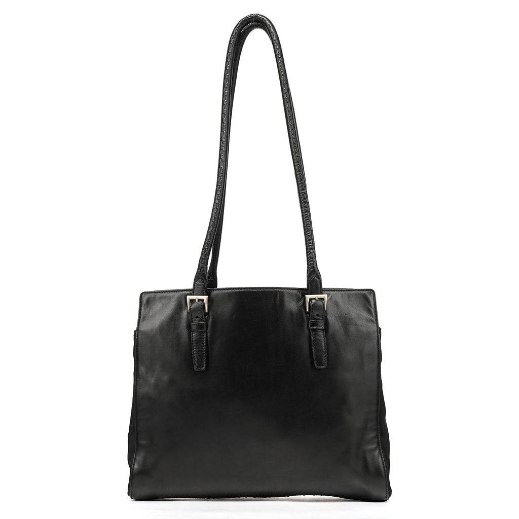Black Tessuto Nappa Leather Tote Bag