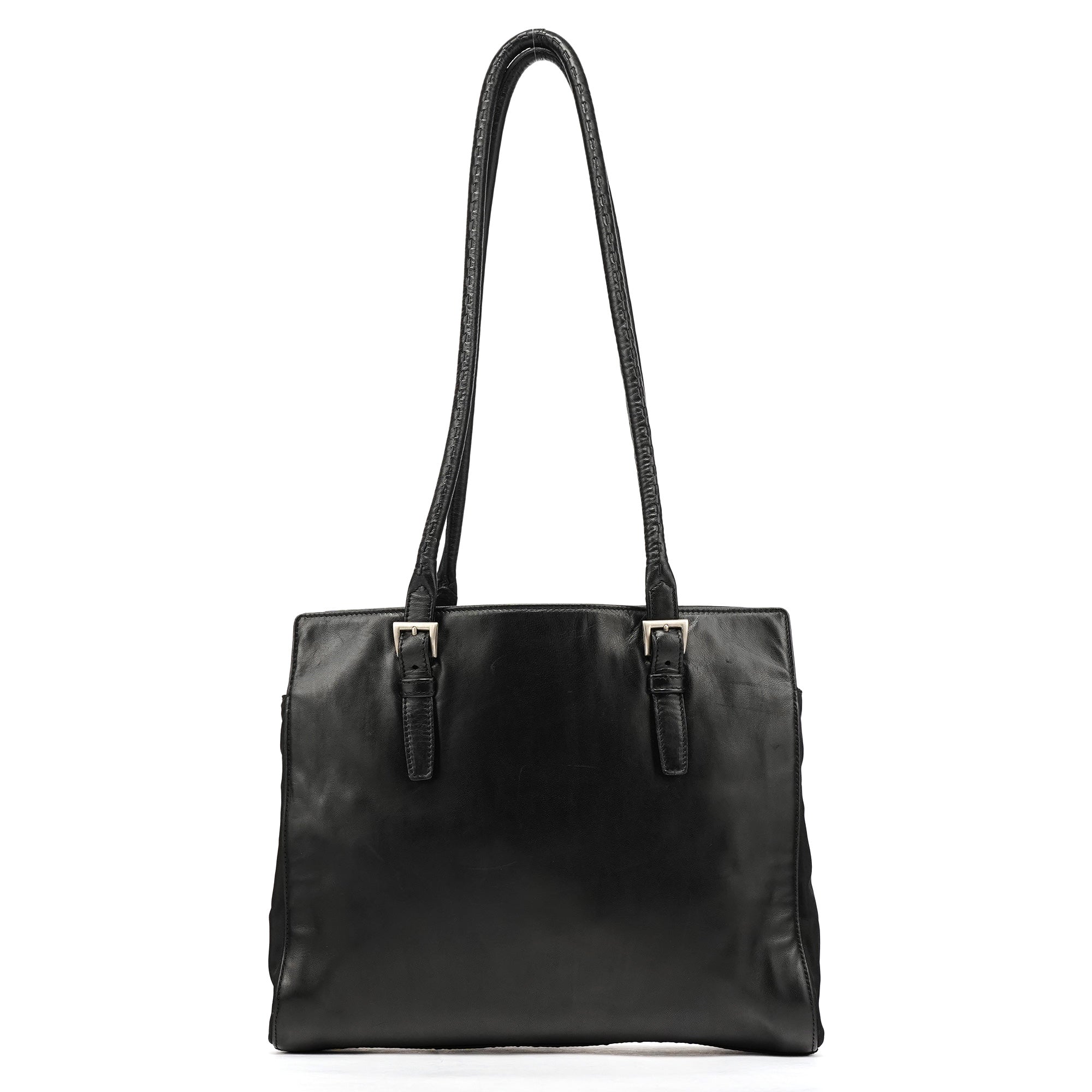 Black Tessuto Nappa Leather Tote Bag