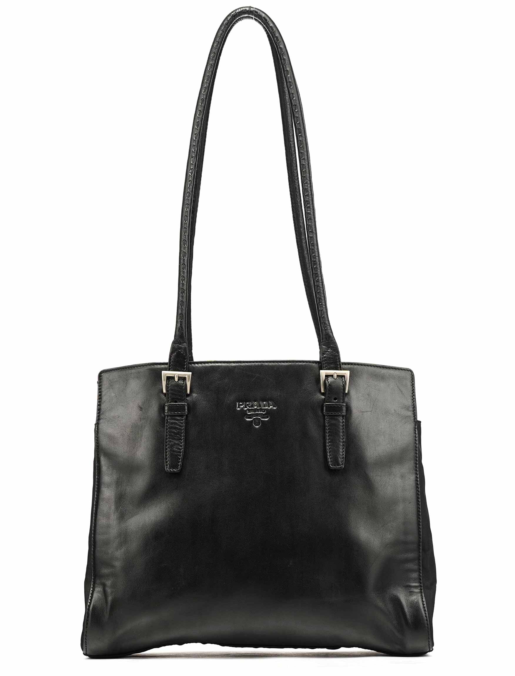 Black Tessuto Nappa Leather Tote Bag