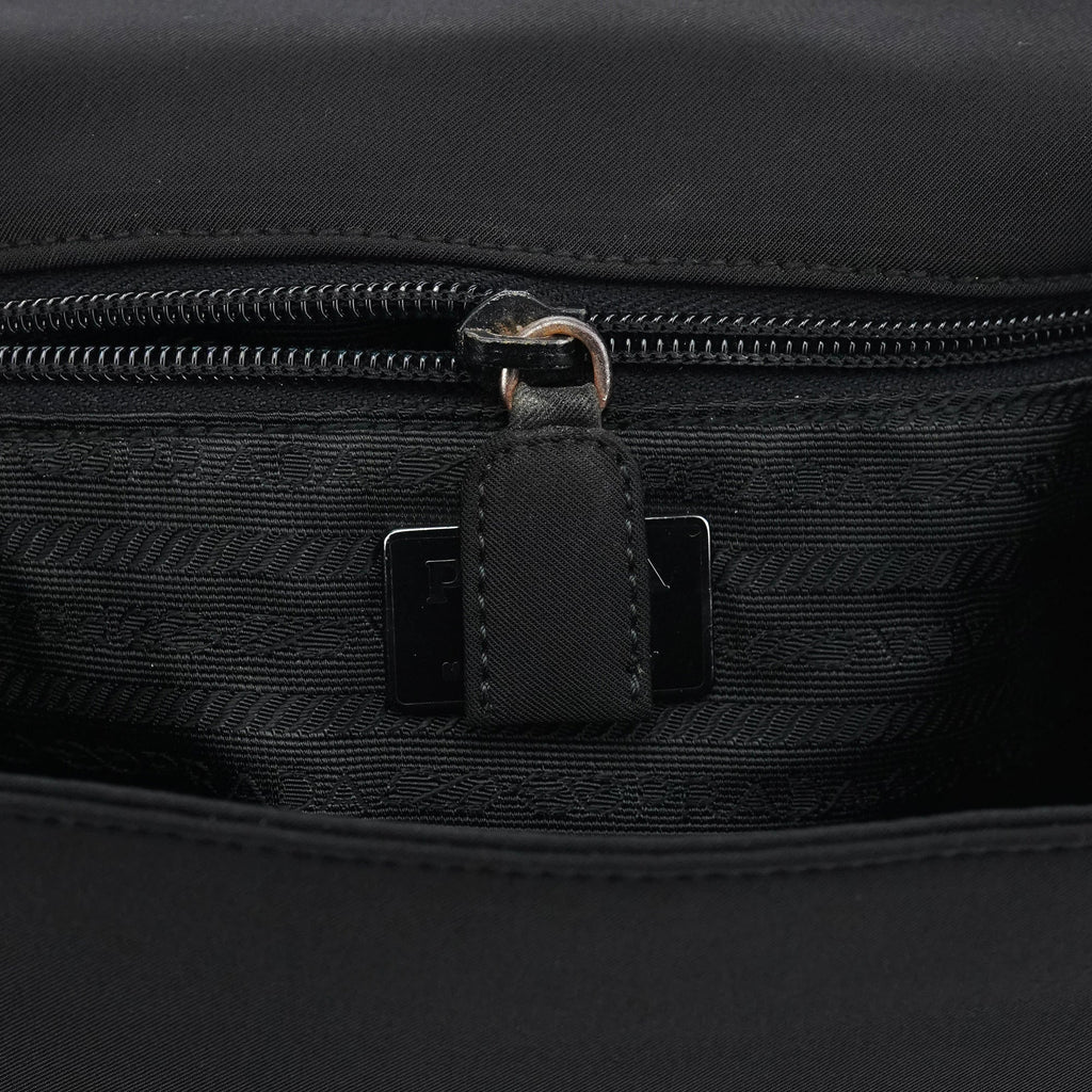 Black Tessuto Nylon Buckle Top Handle Bag