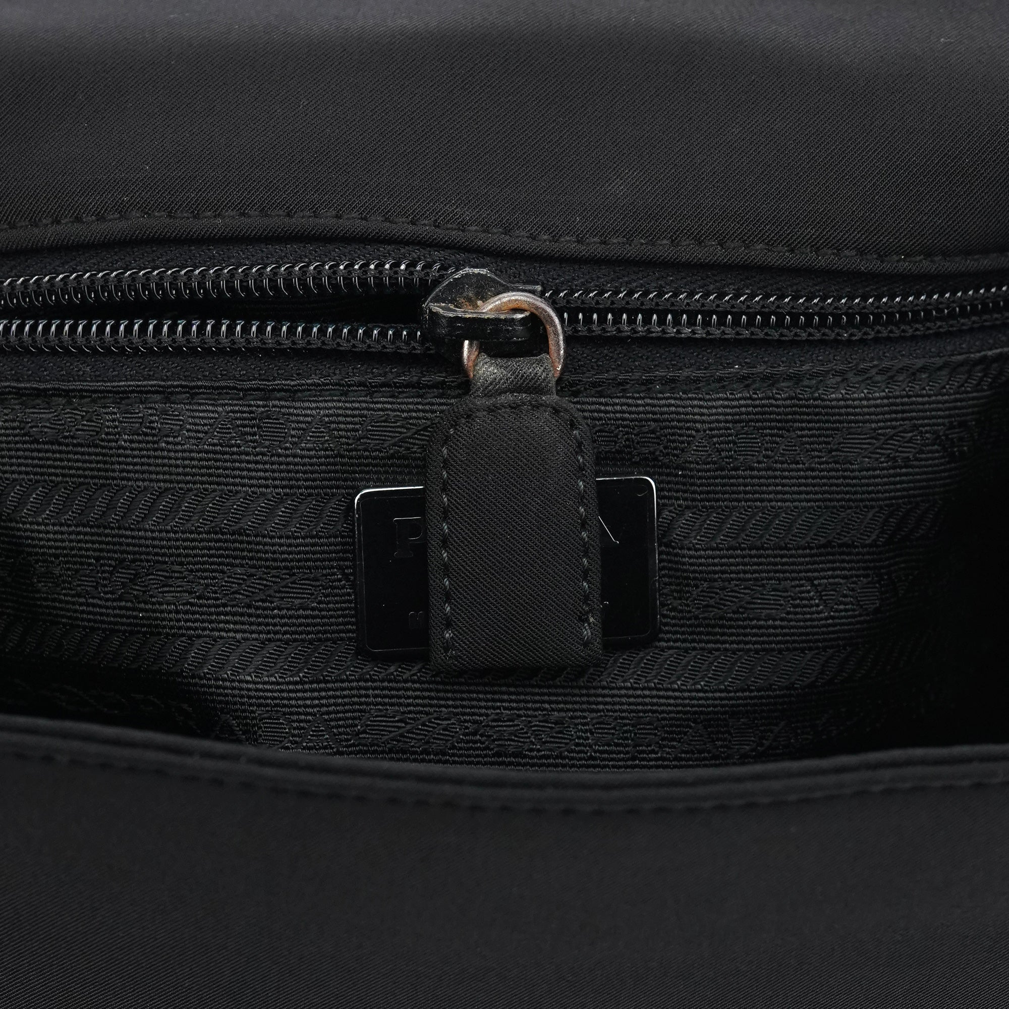 Black Tessuto Nylon Buckle Top Handle Bag