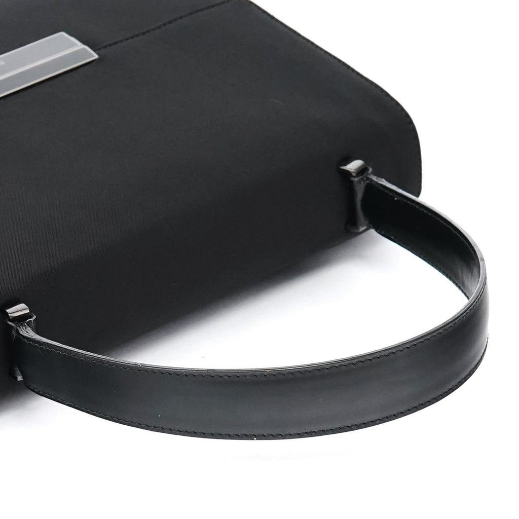 Black Tessuto Nylon Buckle Top Handle Bag