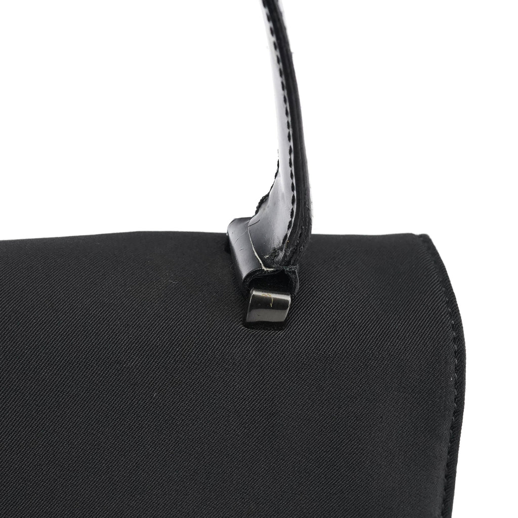 Black Tessuto Nylon Buckle Top Handle Bag