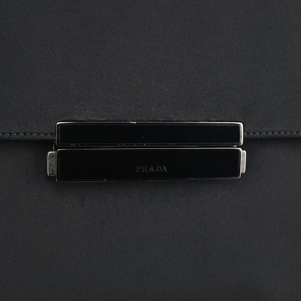 Black Tessuto Nylon Buckle Top Handle Bag
