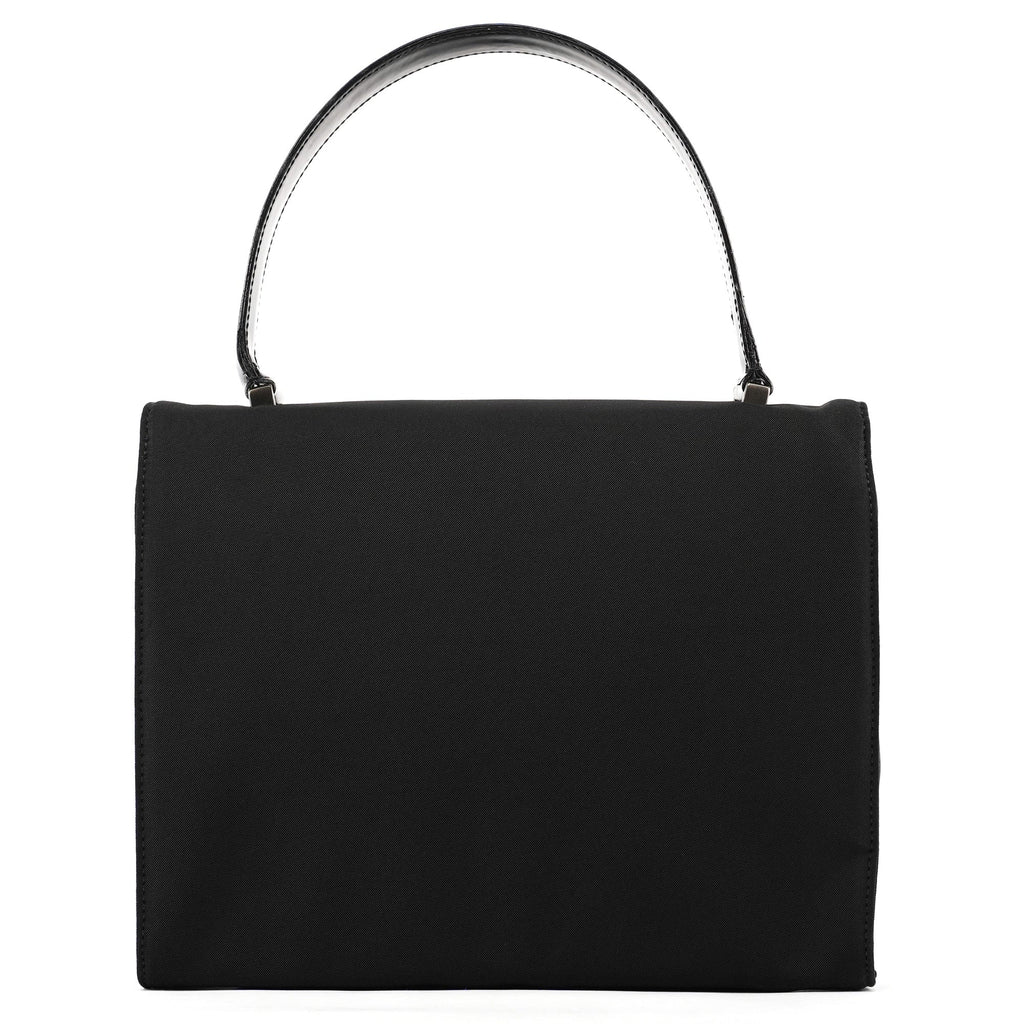 Black Tessuto Nylon Buckle Top Handle Bag