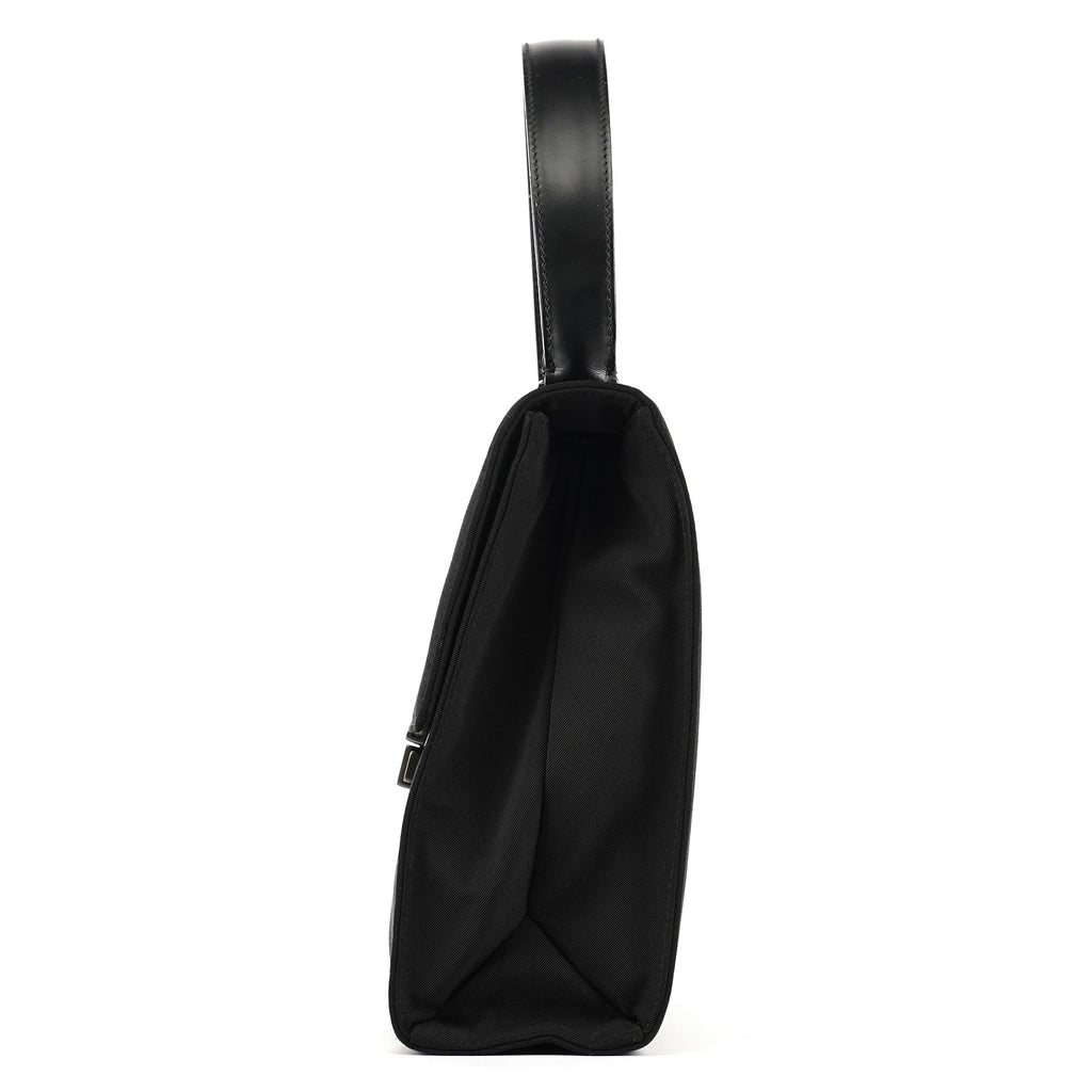 Black Tessuto Nylon Buckle Top Handle Bag
