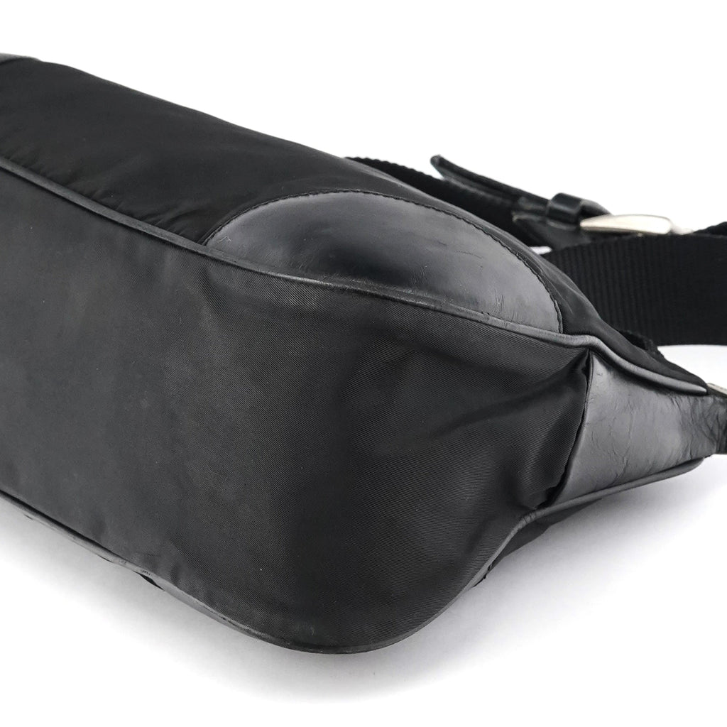 Black Tessuto Nylon Hobo Shoulder Bag