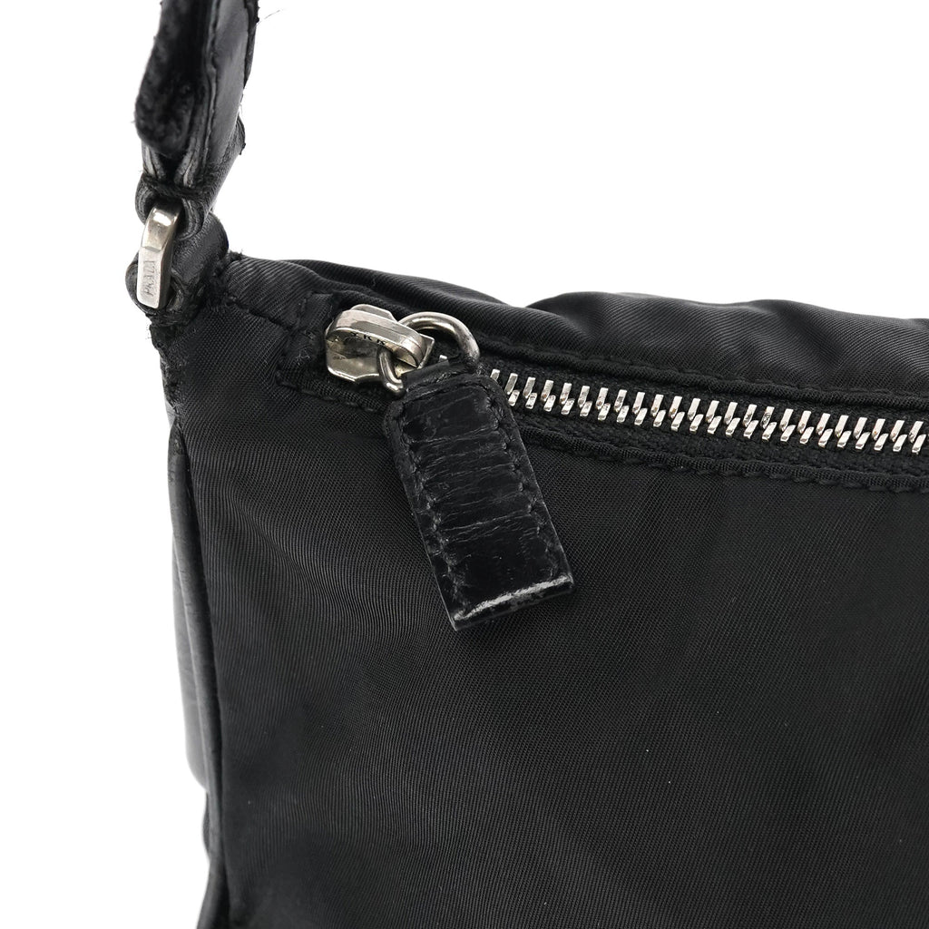 Black Tessuto Nylon Hobo Shoulder Bag