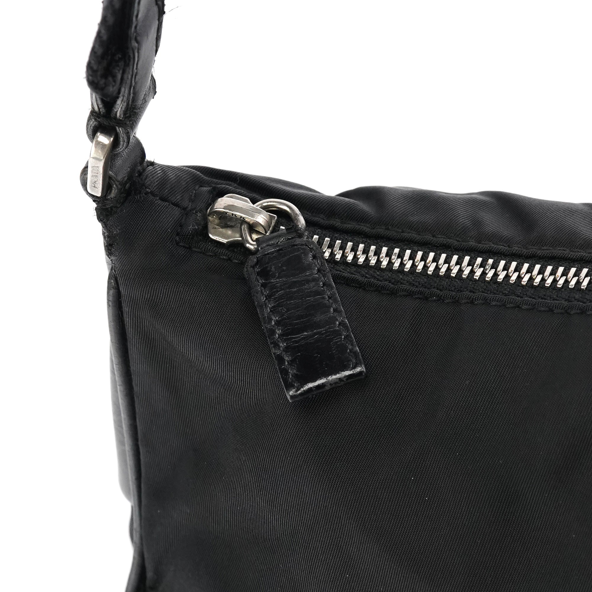 Black Tessuto Nylon Hobo Shoulder Bag