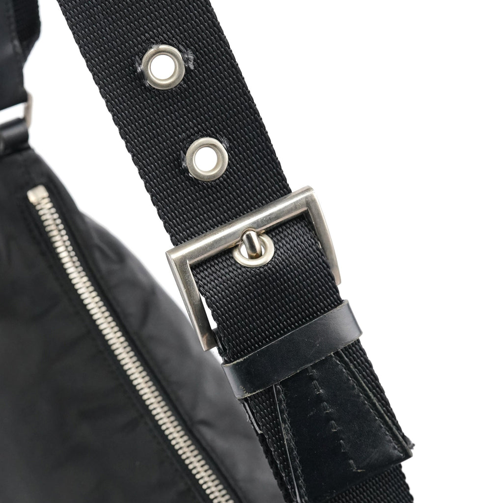 Black Tessuto Nylon Hobo Shoulder Bag