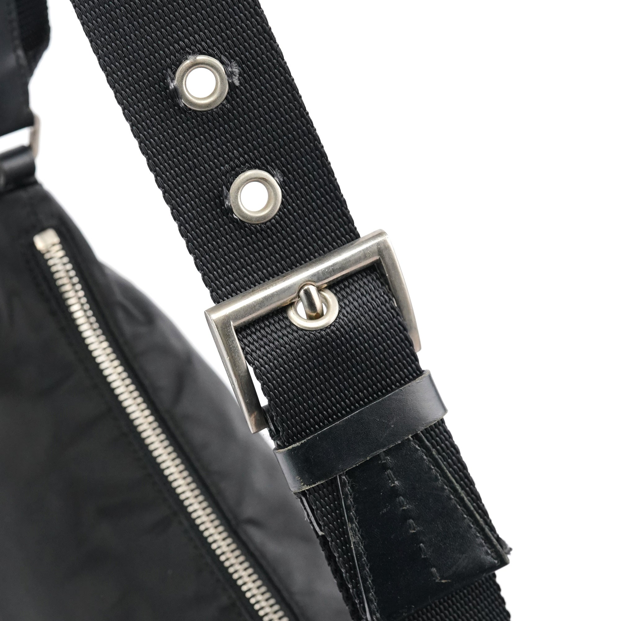 Black Tessuto Nylon Hobo Shoulder Bag