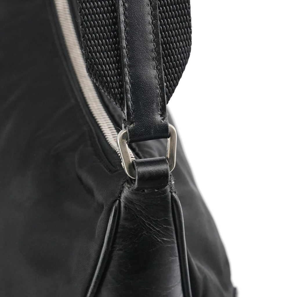 Black Tessuto Nylon Hobo Shoulder Bag