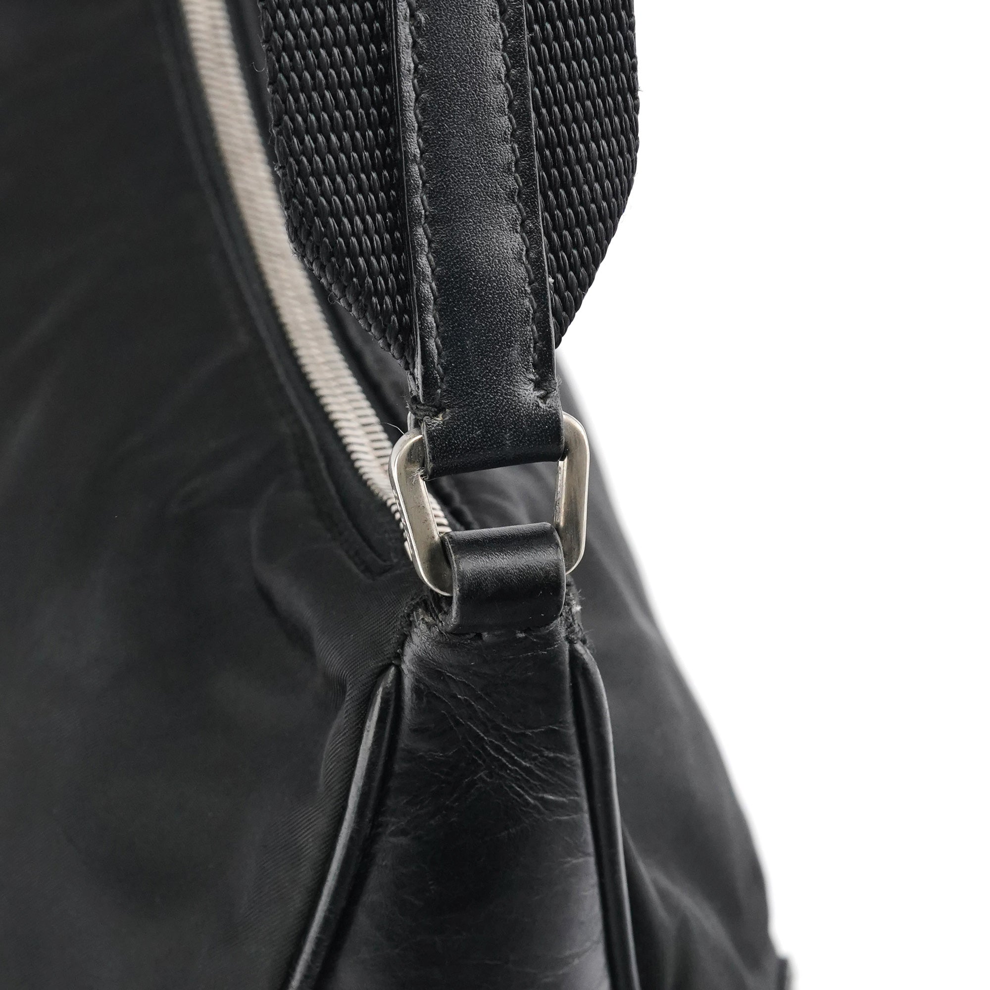 Black Tessuto Nylon Hobo Shoulder Bag