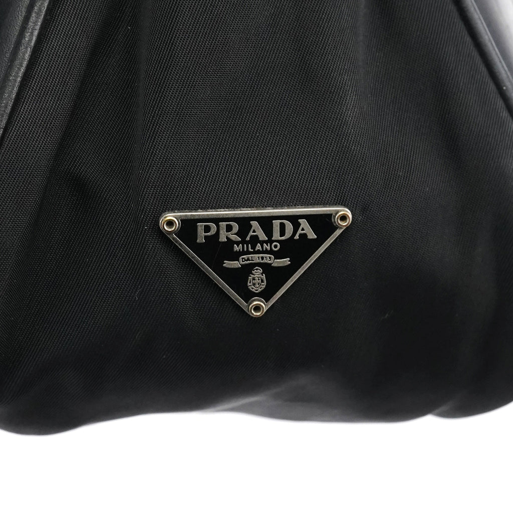 Black Tessuto Nylon Hobo Shoulder Bag