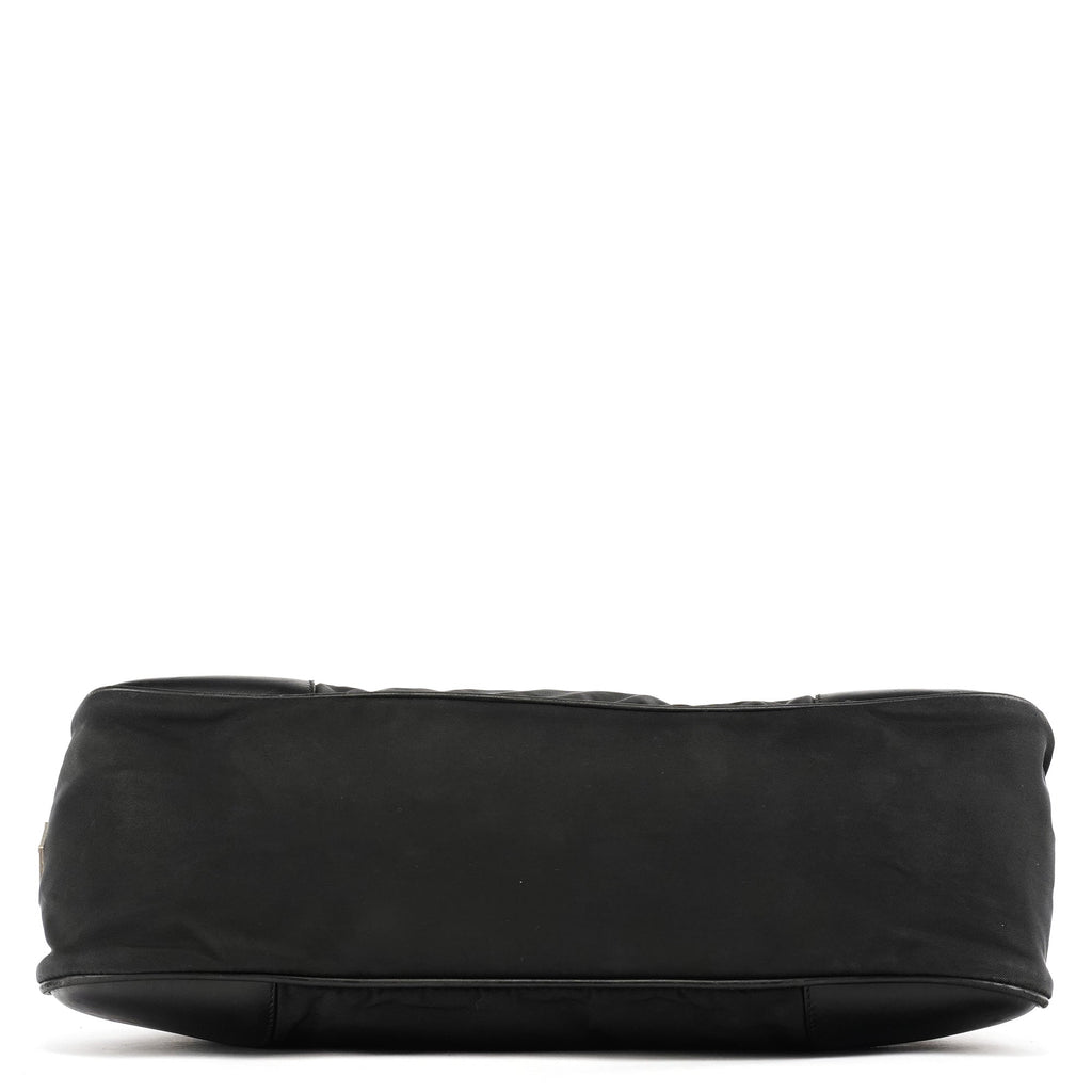Black Tessuto Nylon Hobo Shoulder Bag