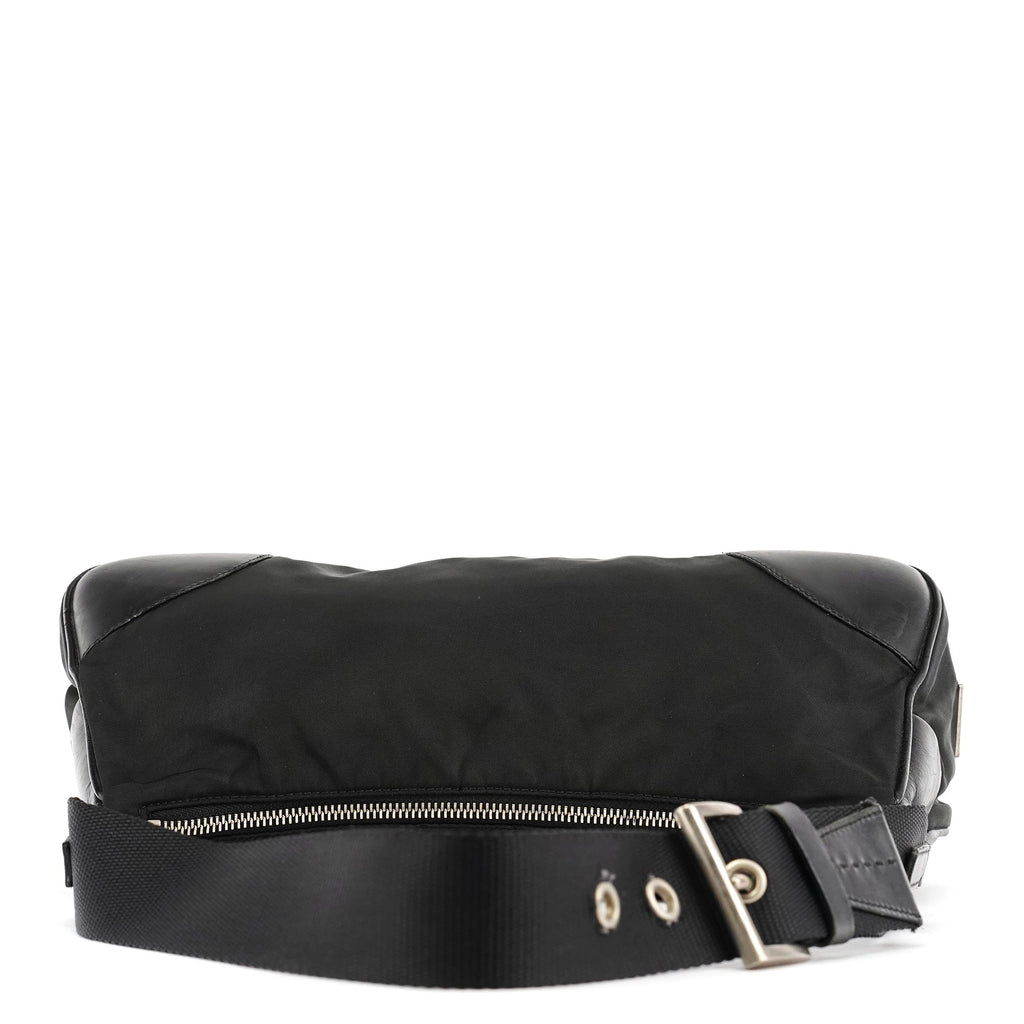 Black Tessuto Nylon Hobo Shoulder Bag