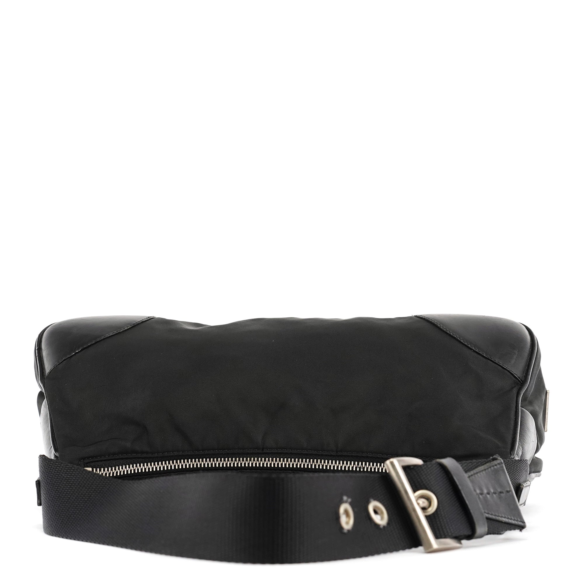 Black Tessuto Nylon Hobo Shoulder Bag