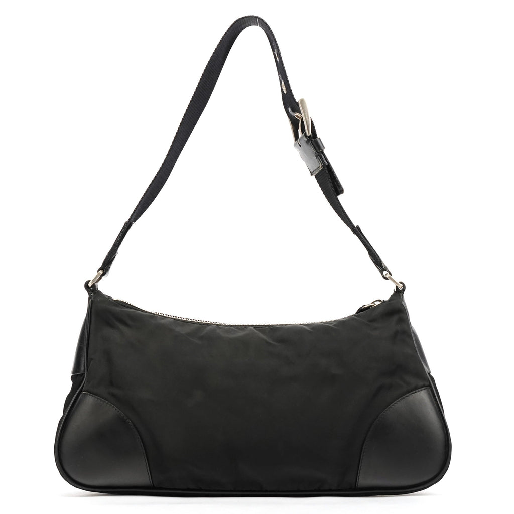 Black Tessuto Nylon Hobo Shoulder Bag