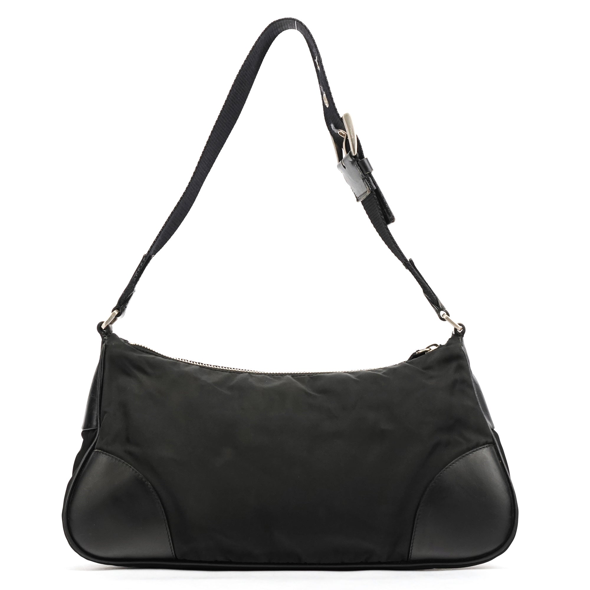 Black Tessuto Nylon Hobo Shoulder Bag