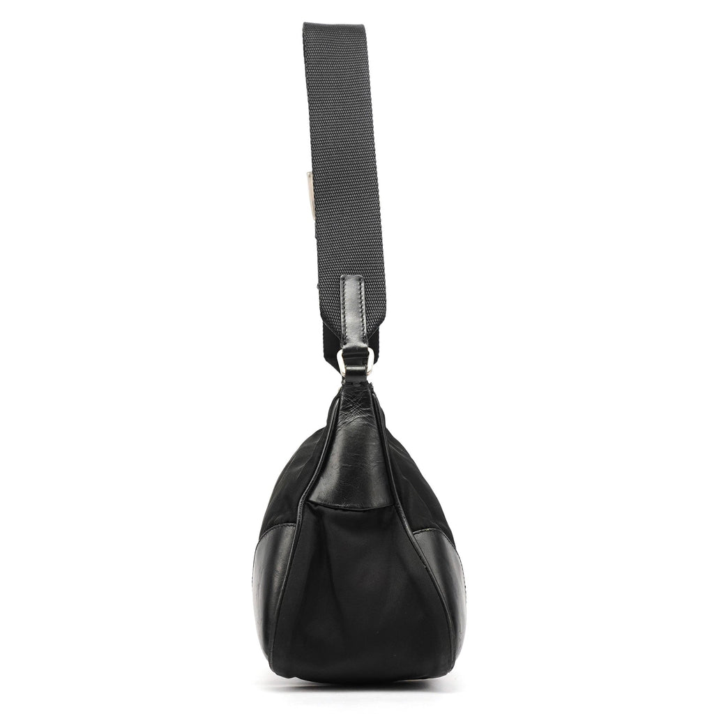 Black Tessuto Nylon Hobo Shoulder Bag