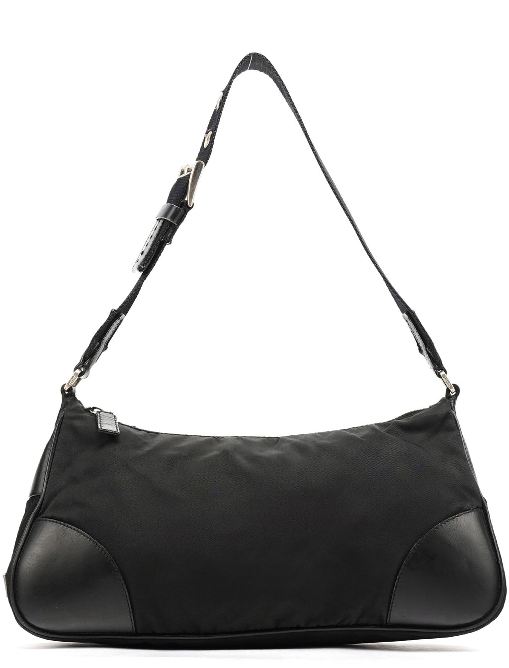 Black Tessuto Nylon Hobo Shoulder Bag