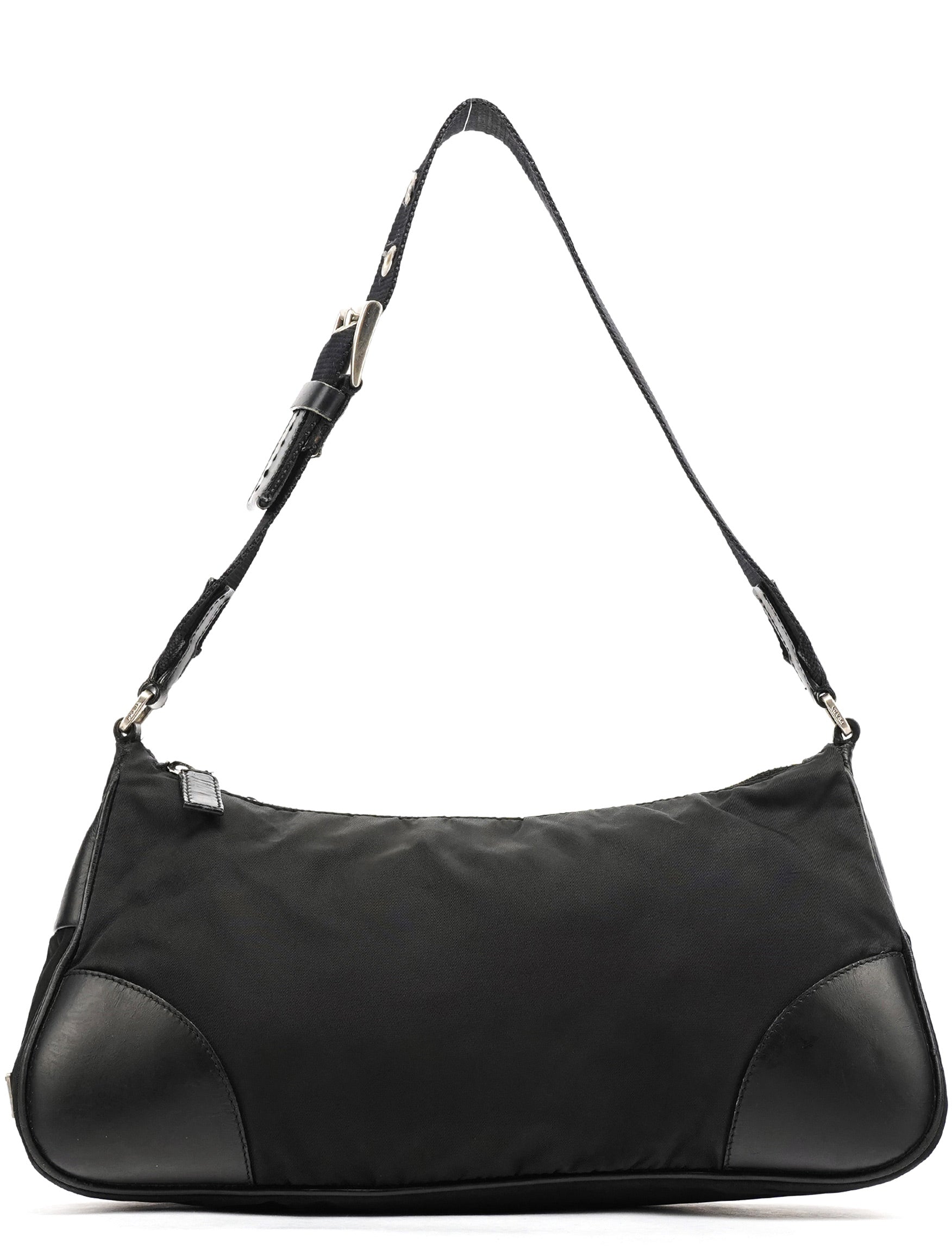 Black Tessuto Nylon Hobo Shoulder Bag