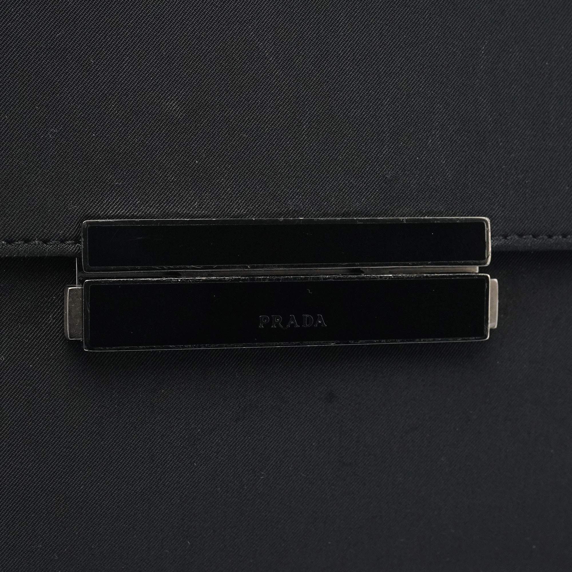 Black Tessuto Nylon Top Handle Bag