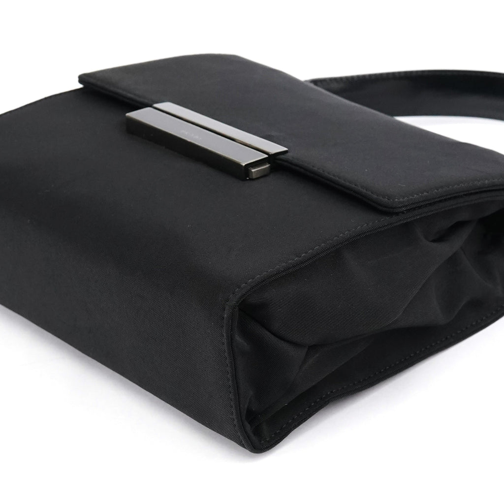 Black Tessuto Nylon Top Handle Bag
