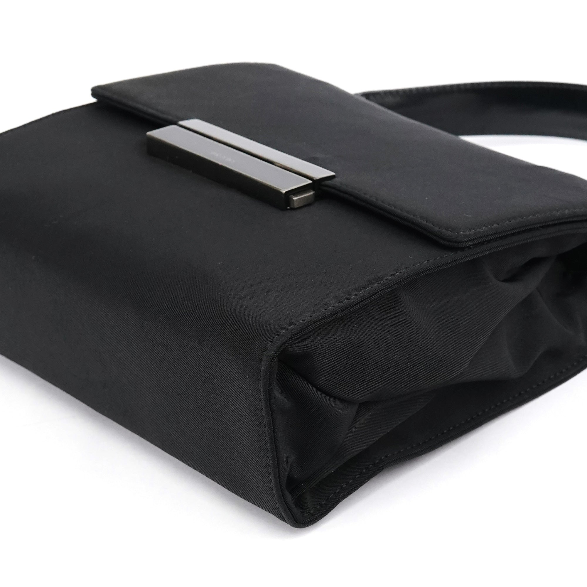 Black Tessuto Nylon Top Handle Bag