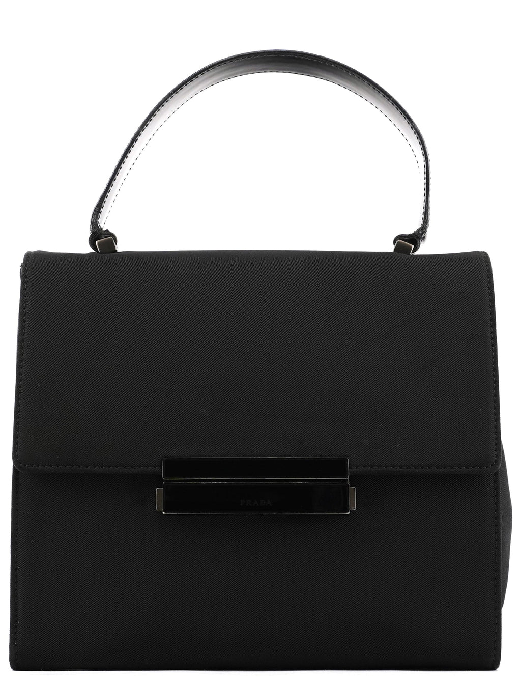 Black Tessuto Nylon Top Handle Bag
