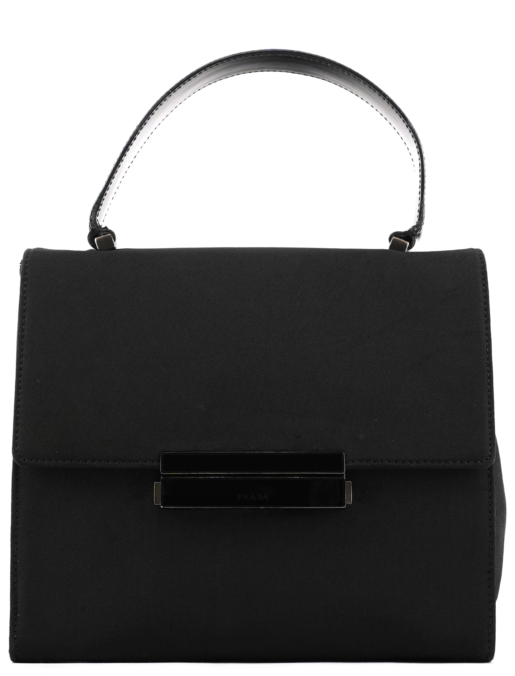 Black Tessuto Nylon Top Handle Bag
