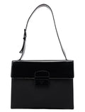 Black Tessuto Spazzolato Buckle Shoulder Bag