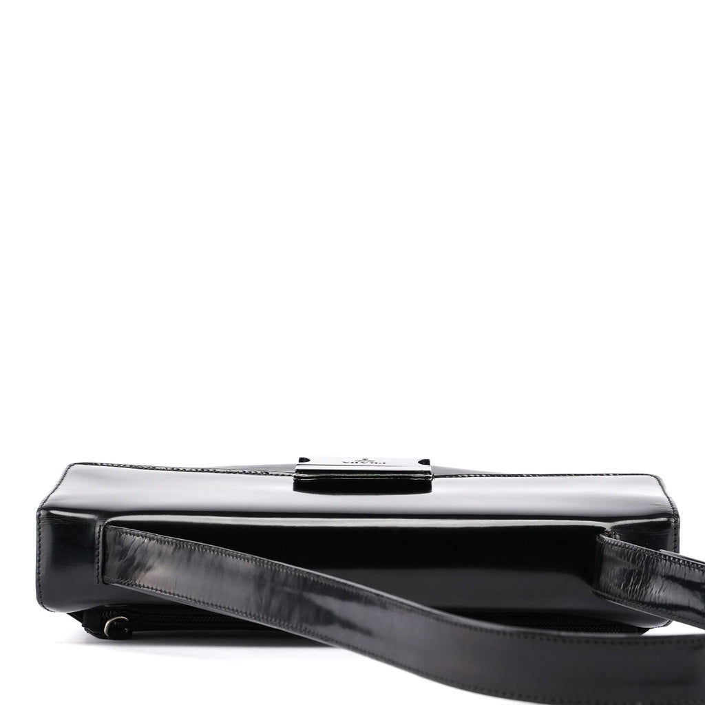 Black Tessuto Spazzolato Buckle Shoulder Bag