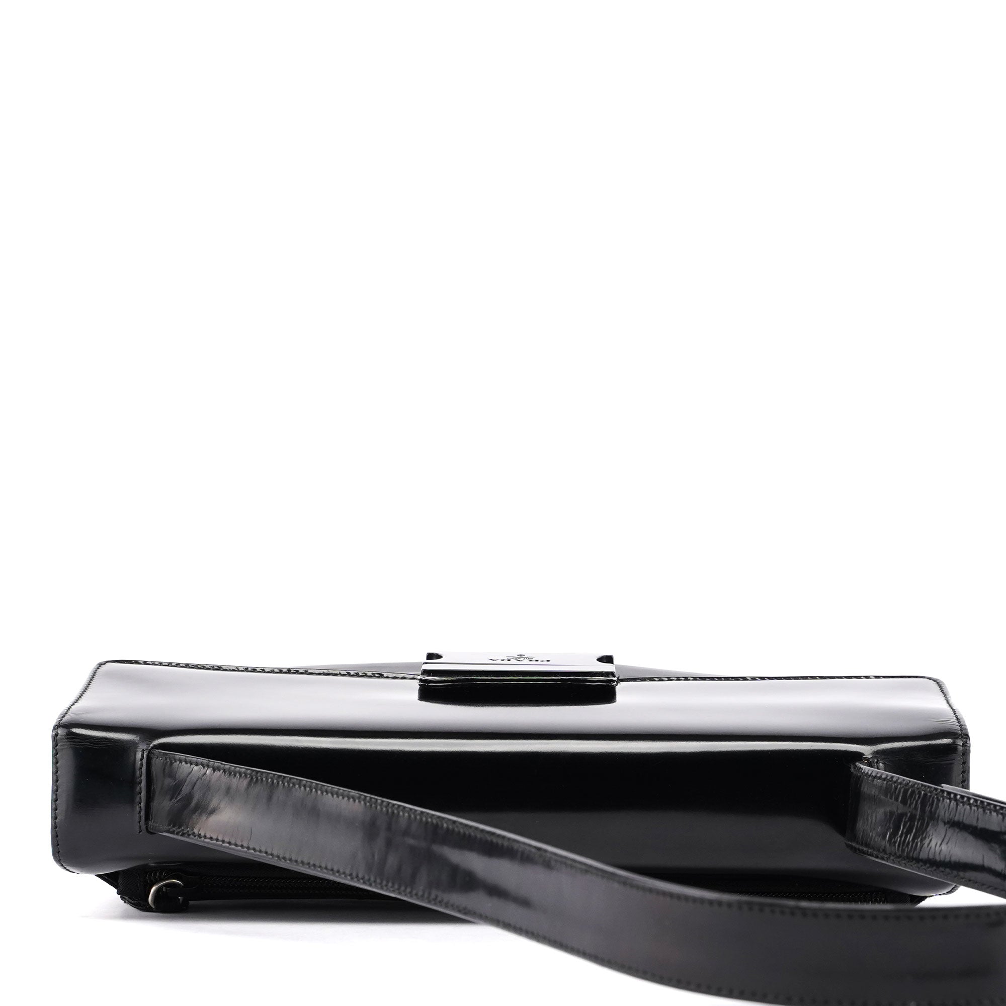Black Tessuto Spazzolato Buckle Shoulder Bag